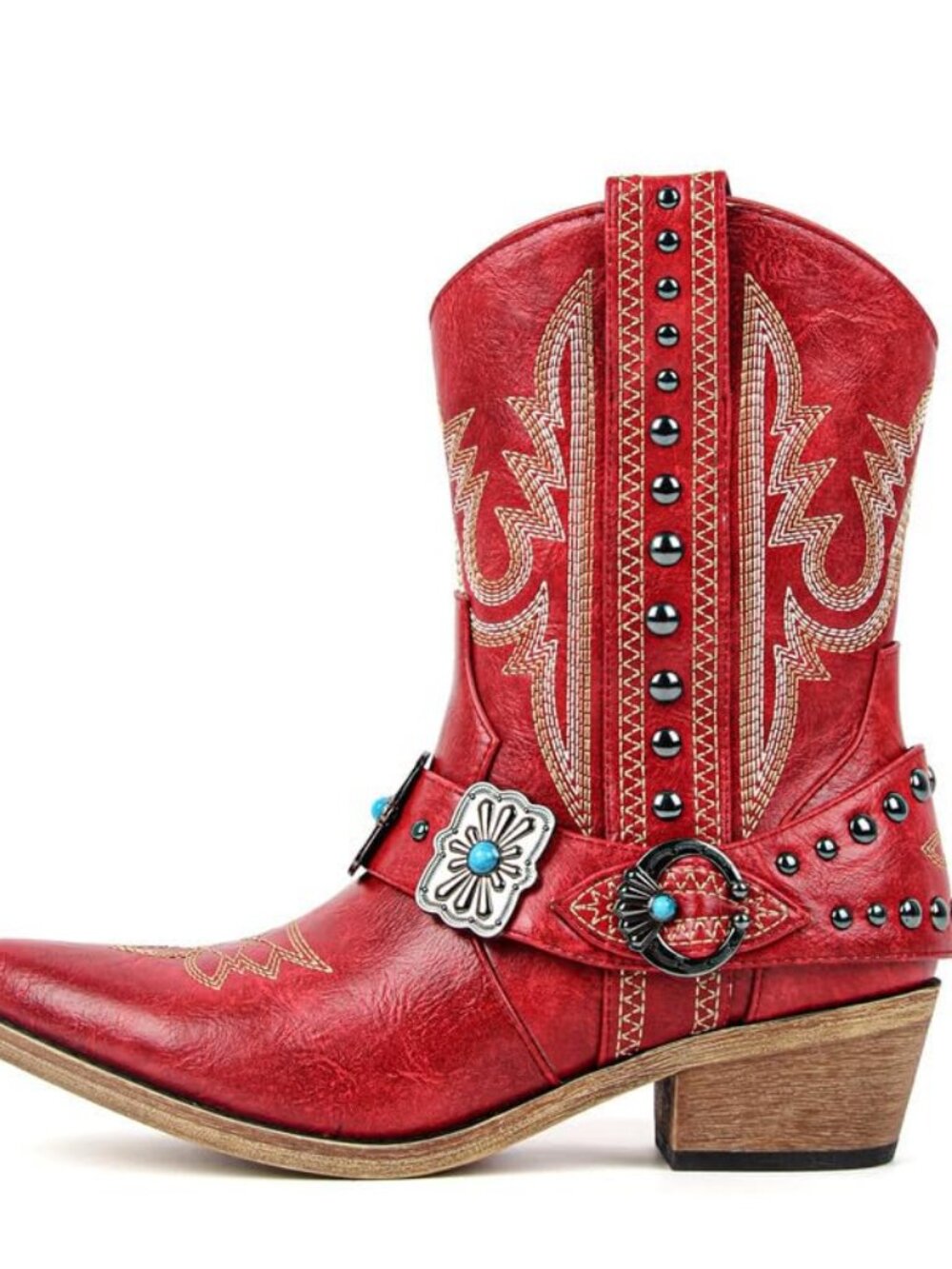 Cowgirl Western Boots for Women Ankle High Embroidery Pointed Toe Cowboy Rodeo